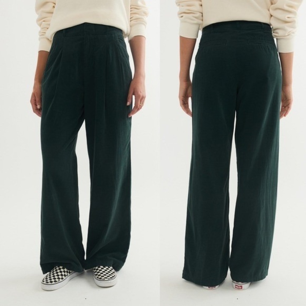 Marine Layer Green Gables Flora Corduroy Wide Leg Pleated Trouser Pant‎ - 4